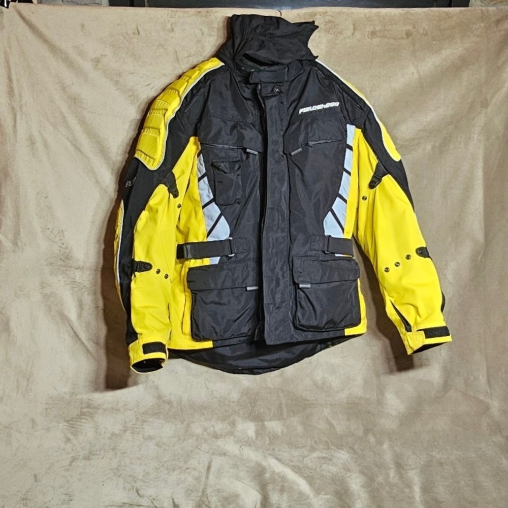 Fieldsheer Motorcycle Jacket XL Black Yellow 2-in-1 with Removable Thermal Liner